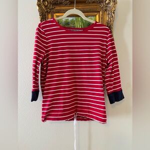 Kim Rogers Red and White Striped Long Sleeve Top